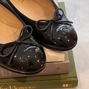 CHANEL classic patent black on black Ballet Flats 37